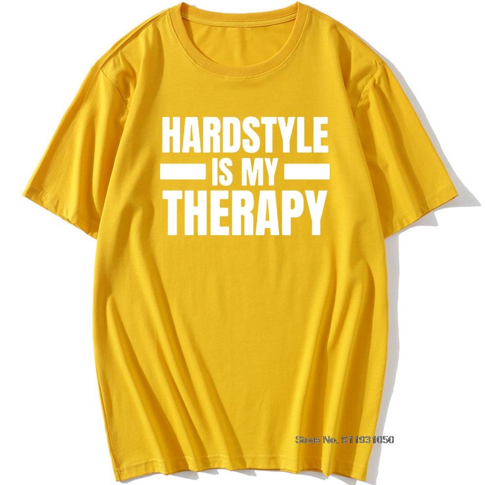 Крутая футболка Hardstyle Is My Therapy Мужская с круглым вырезом Музыка Хардкор Танцы DJ Вечеринка Футболка для мужчин Винтажный Хип-хоп