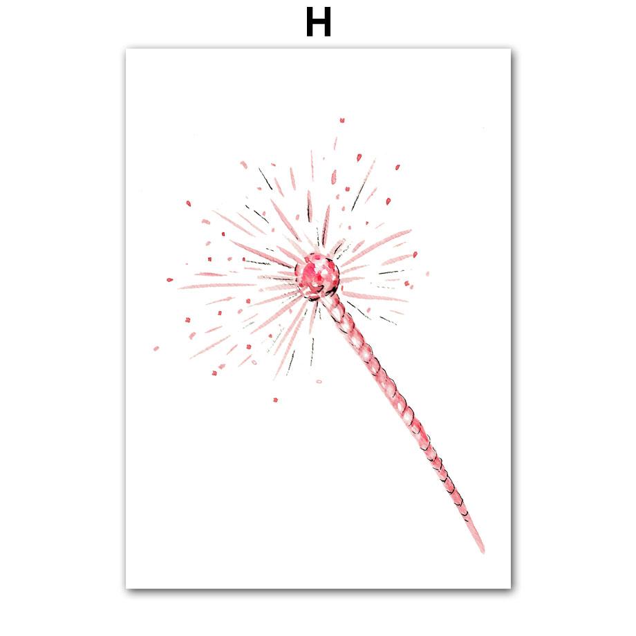 Принцесса Девочка Замок Корона Карета Волшебная Палочка Настенное Искусство Холст Живопись Мультяшные Постеры И Принты Картинки Девочка Детская Комната Декор