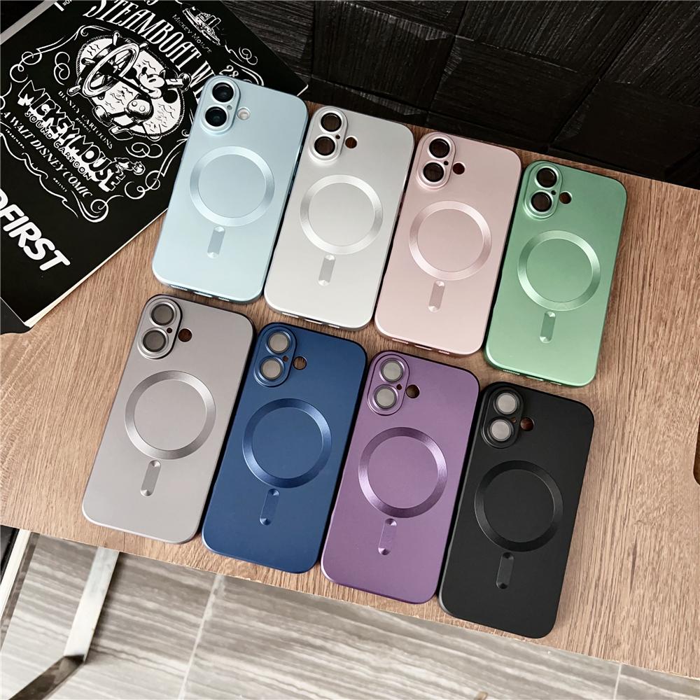 Металлический магнитный мягкий чехол для iPhone 16 Pro Max 15 14 Plus 11 12 13 беспроводной зарядки силиконовый защитный чехол для объектива