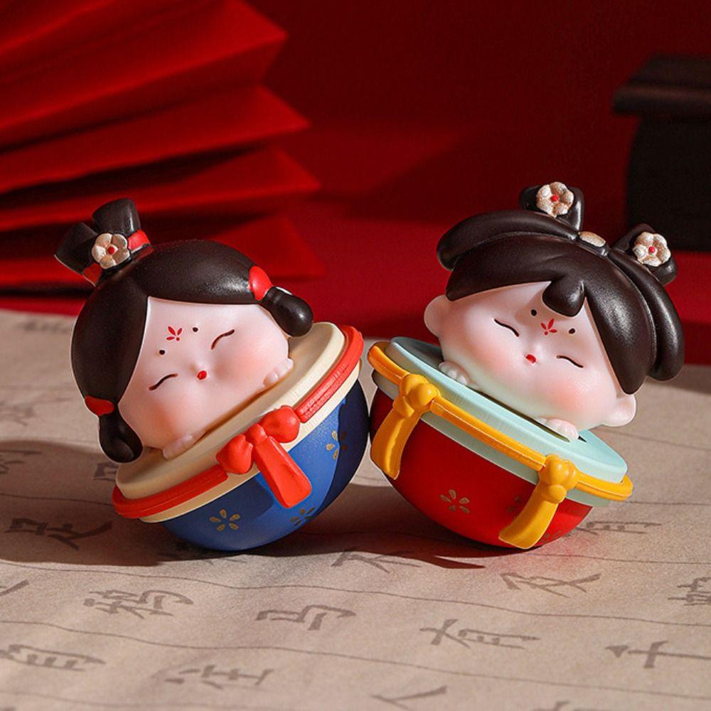 Модель куклы из смолы в старинном стиле в китайском стиле, мультяшная девочка, неваляшка, игрушка для детей, девочек и мальчиков