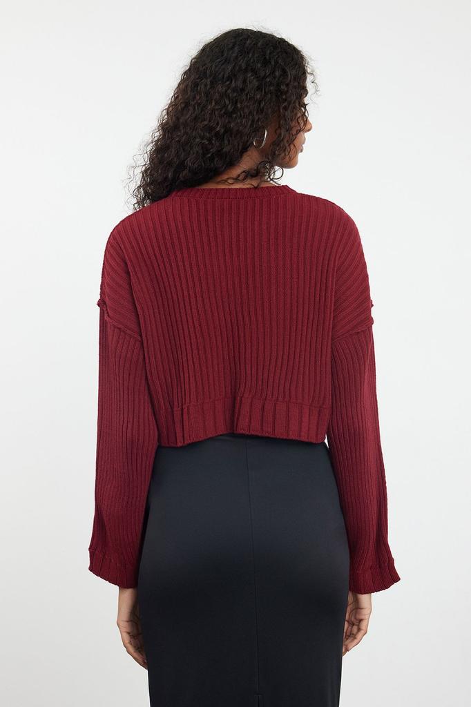 Women's Elegance Style Sweater Ecru Super Crop Knitwear Sweater