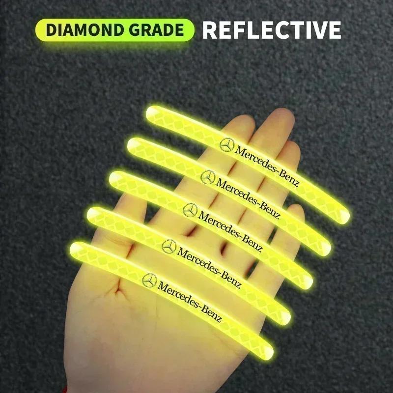 SCQK9 Luminous Car Wheel Hub Stickers High Reflective Stripe Tape for Mercedes Benz W203 W204 W205 W206 W212 W213 W222 W223 E300 C200