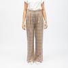 Paoline Light Brown Plaid Palazzo Pants Woman