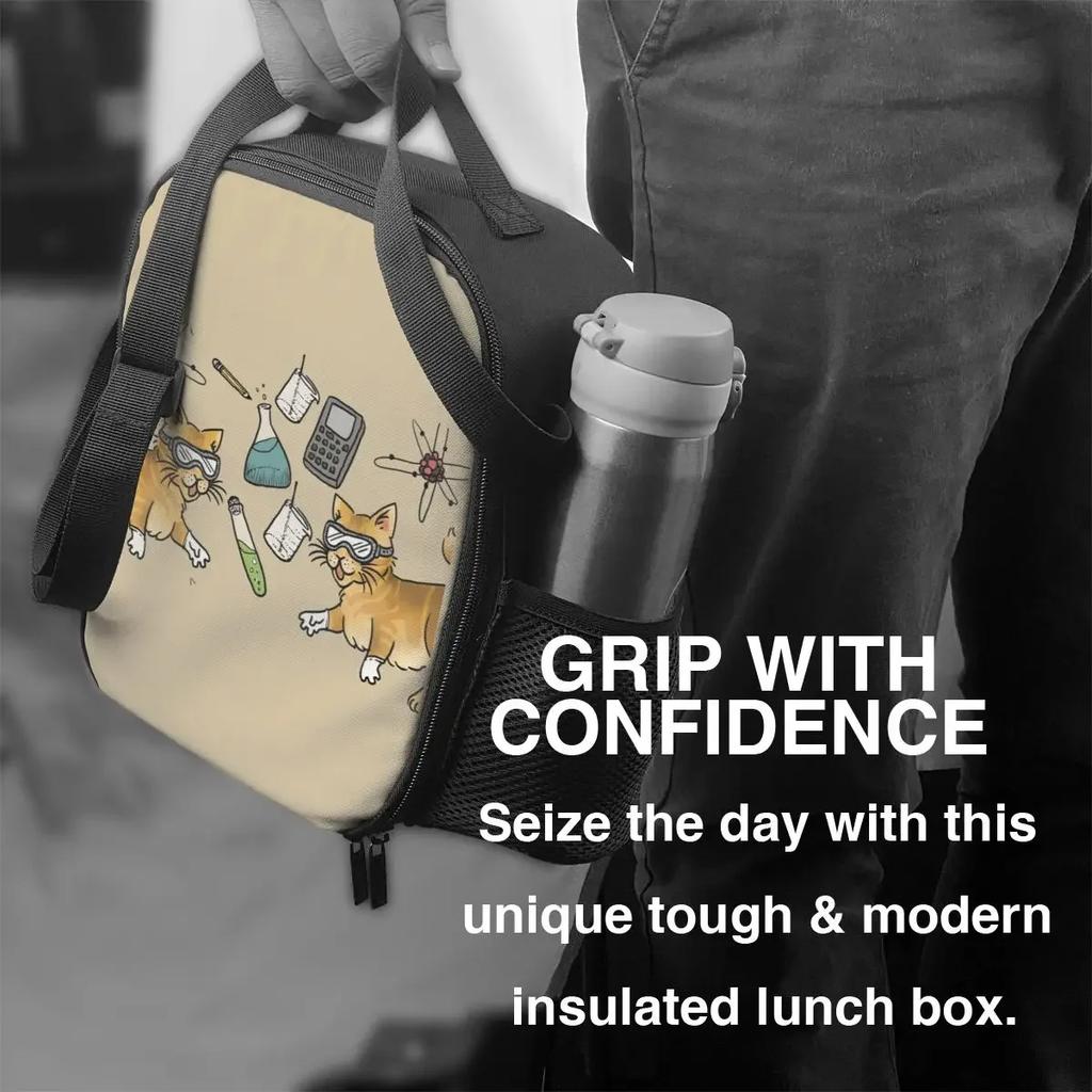 Stem Cats Insulated Lunch Bag for Women Science Chemistry Biological Thermal Cooler Bento Box Office Picnic Travel