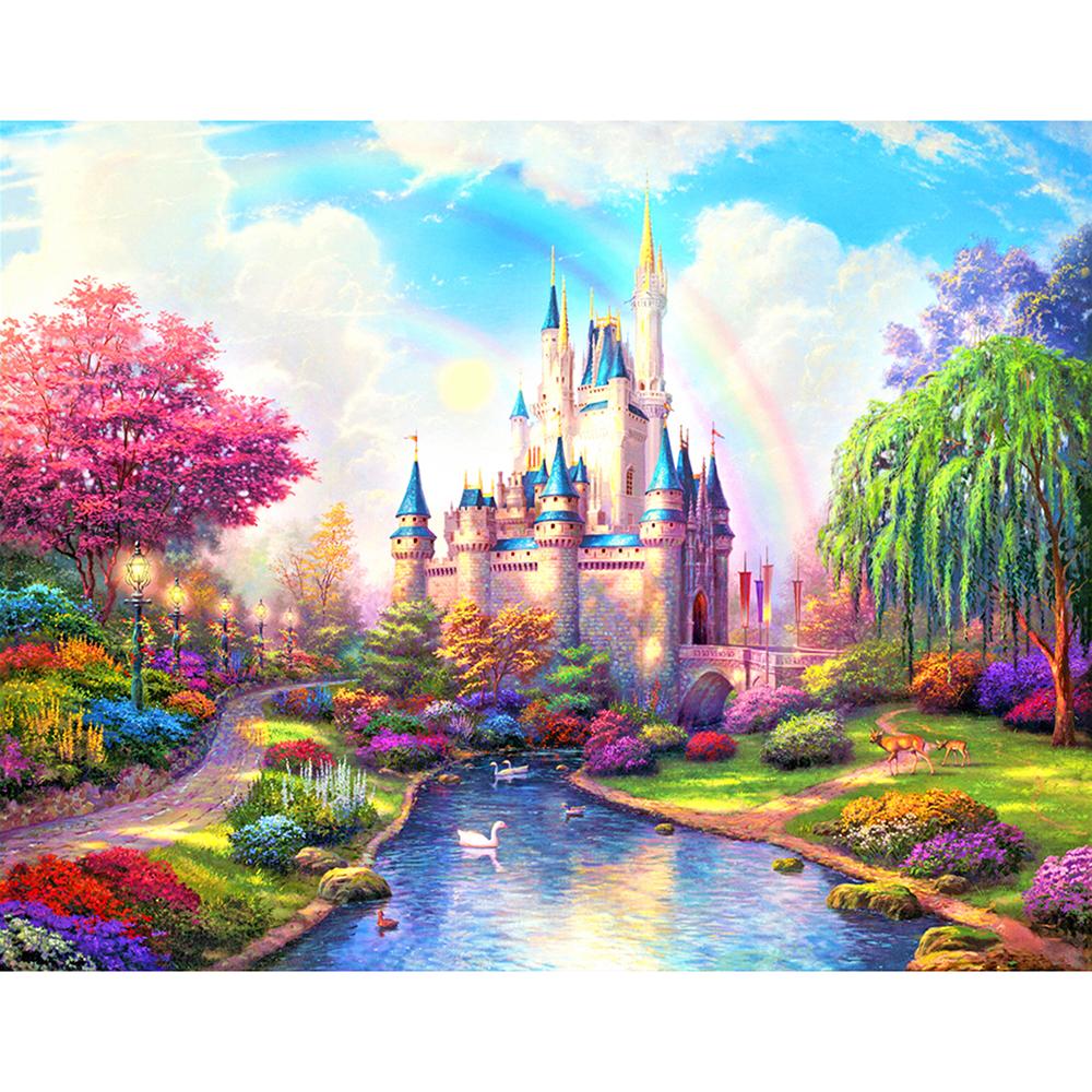 DIY 5D Diamond Embroidery Beautiful Rainbow Castle Needlework Diy Diamond Painting Mosaic Home Decor Gifts