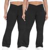 Cross-Waist Pocket Bell-Bottom Pants for Women Fitness Tight Pants High-Waisted Slimming Sports Casual Yoga Pants