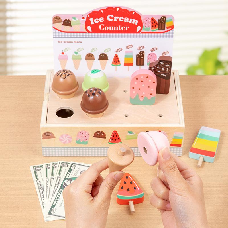 Wooden Children Role-play Play House Ice Cream Ice Cream Simulation Sale Store Commissary Educational Toys