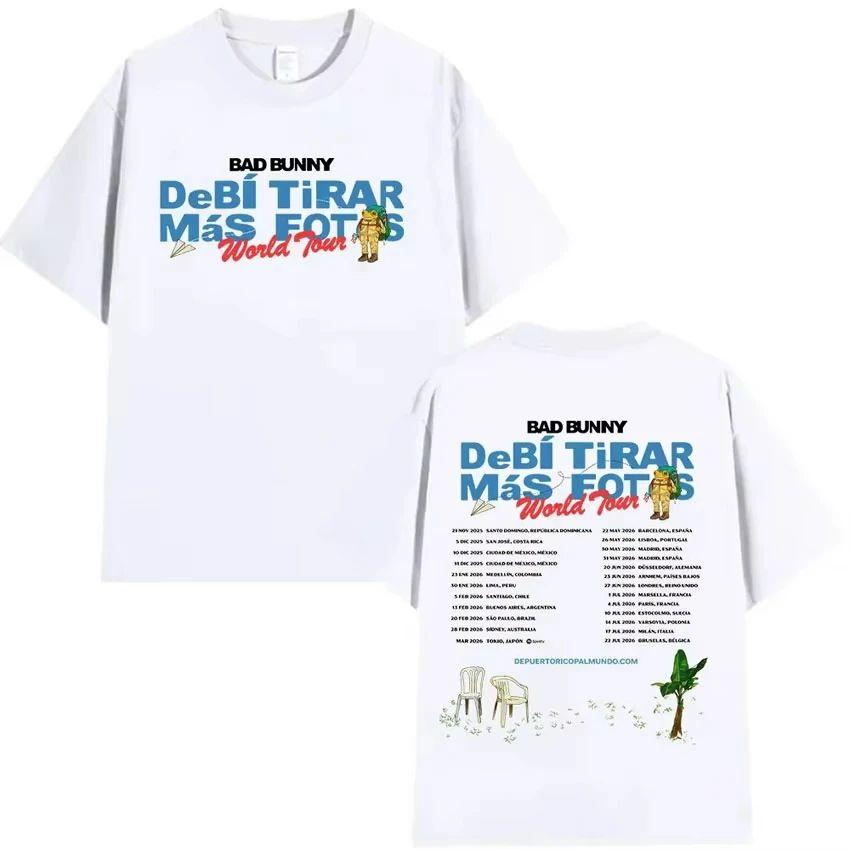 Y2k Fashion Top Rapper Bad Bunny Tour 2025 Album Merch T Shirts Debi Tirar Mas Fotos DTMF Graphics Cotton Printed T-shirt Unisex
