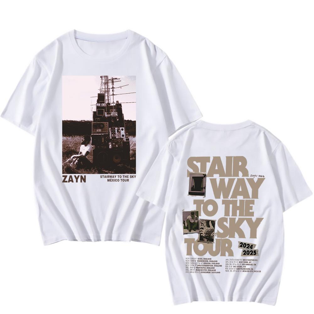 Zayn Stairway To The Sky Tour Новые футболки Мужские Женские Хип-хоп Ретро Харадзюку Модные Топы Одежда Высококачественная Хлопковая Футболка Y2K