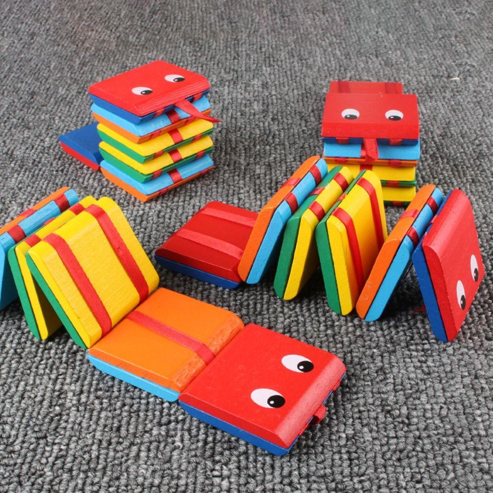 Wooden Magic Blocks Infinite Flip Puzzle Toy Fun Flip Folding Snake Early Education