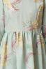 Women's Style Hijab Dress Mint Floral Linen Look Woven Dress