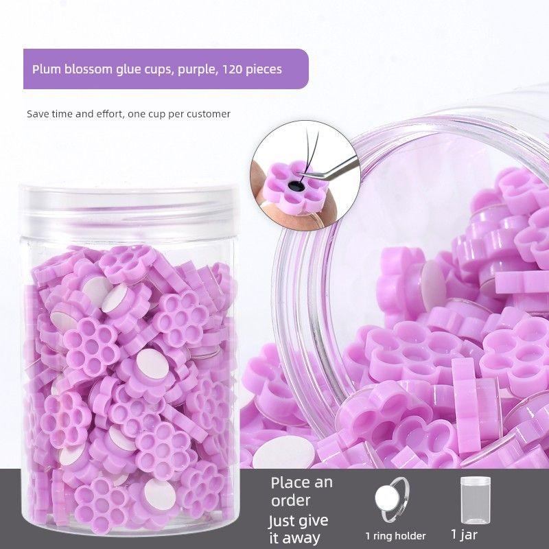Magic Eyelash Glue Cup Self-Adhesive Plum Blossom Cup with Built-In Adhesive for Eyelash Extension Honeycomb Glue Cup Special Tool