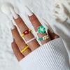 Boho Frangipani Bead Joint Ring Sets Colorful Jewelry for Women Girls Y2k Beach Holiday Handmade Bijoux