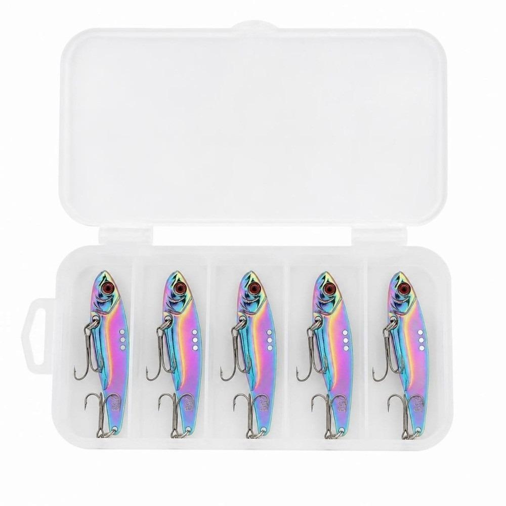 5PCS With 3D Eyes Fishing Blade Bait Zinc Alloy Swimbait Lure Durable Vib Blade Lure For Walleye