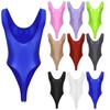 Mens High Cut Sleeveless Bodysuit Glossy Backless Leotard One-Piece Swimsuit Yoga Fitness Swimming Performance Wear