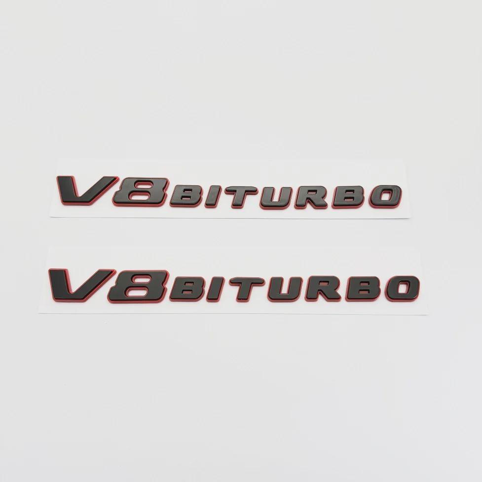 Новая цветная буква V8 BITURBO Эмблема для стайлинга автомобиля Benz, наклейка с логотипом на крыло, хром, черный, красный