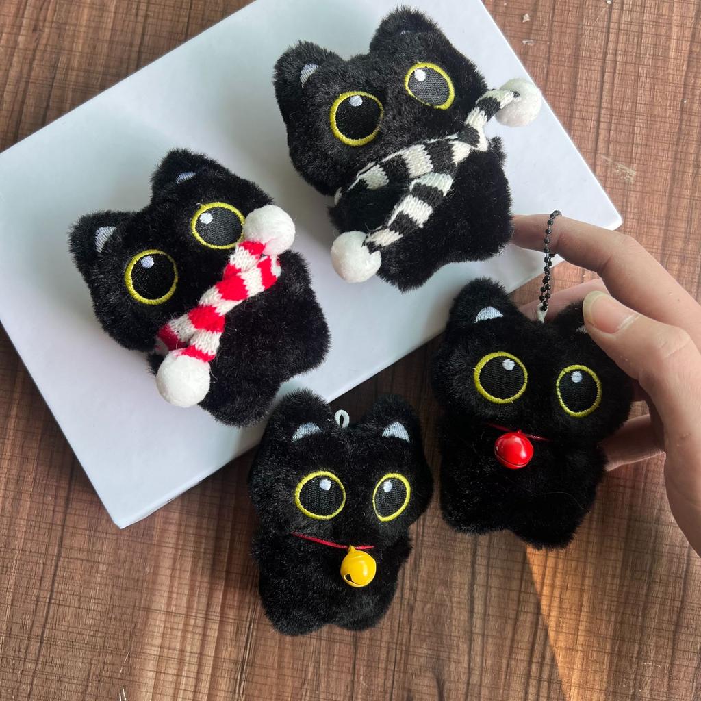 Черный Кот Кукла Подвеска Брелок Милый Пилот Маленький Черный Кот Подвеска на Рюкзак Брелок Креативный Кот Плюшевый Брелок Подарок для Телефона