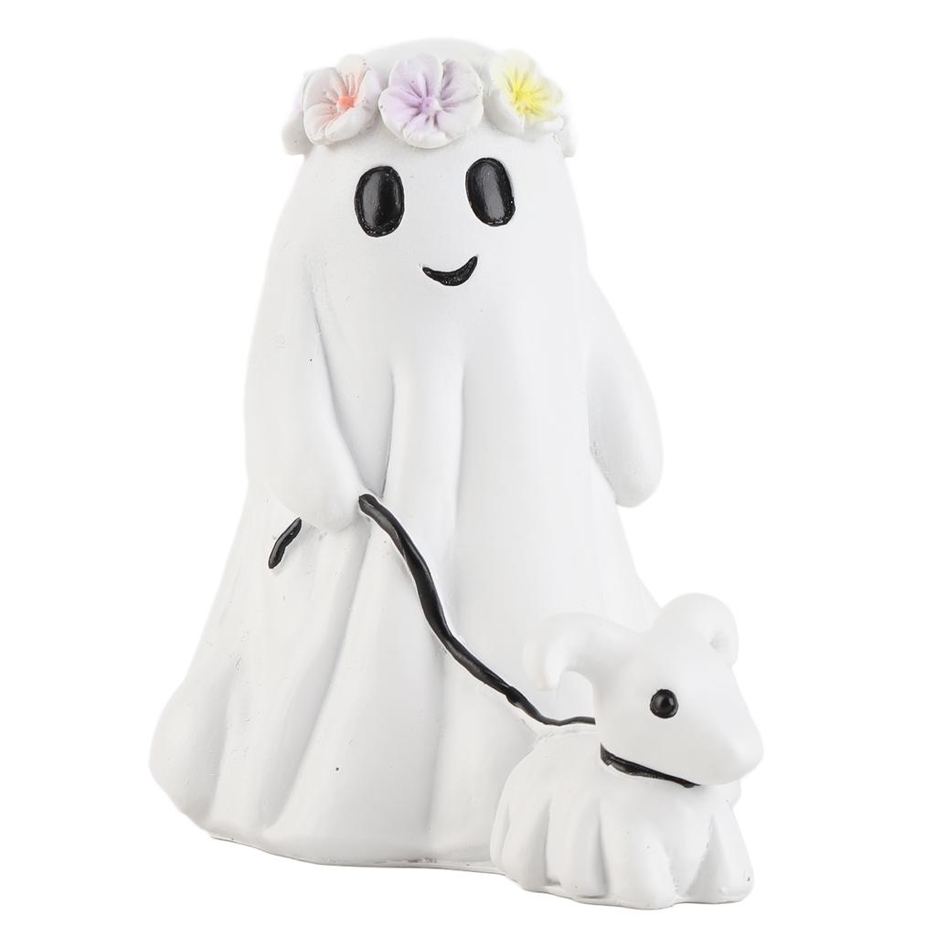 Ghost Walking Dog Statue Spooky Cute Resin Home Decoration Tabletop Ornament Ghost Dog Decor for