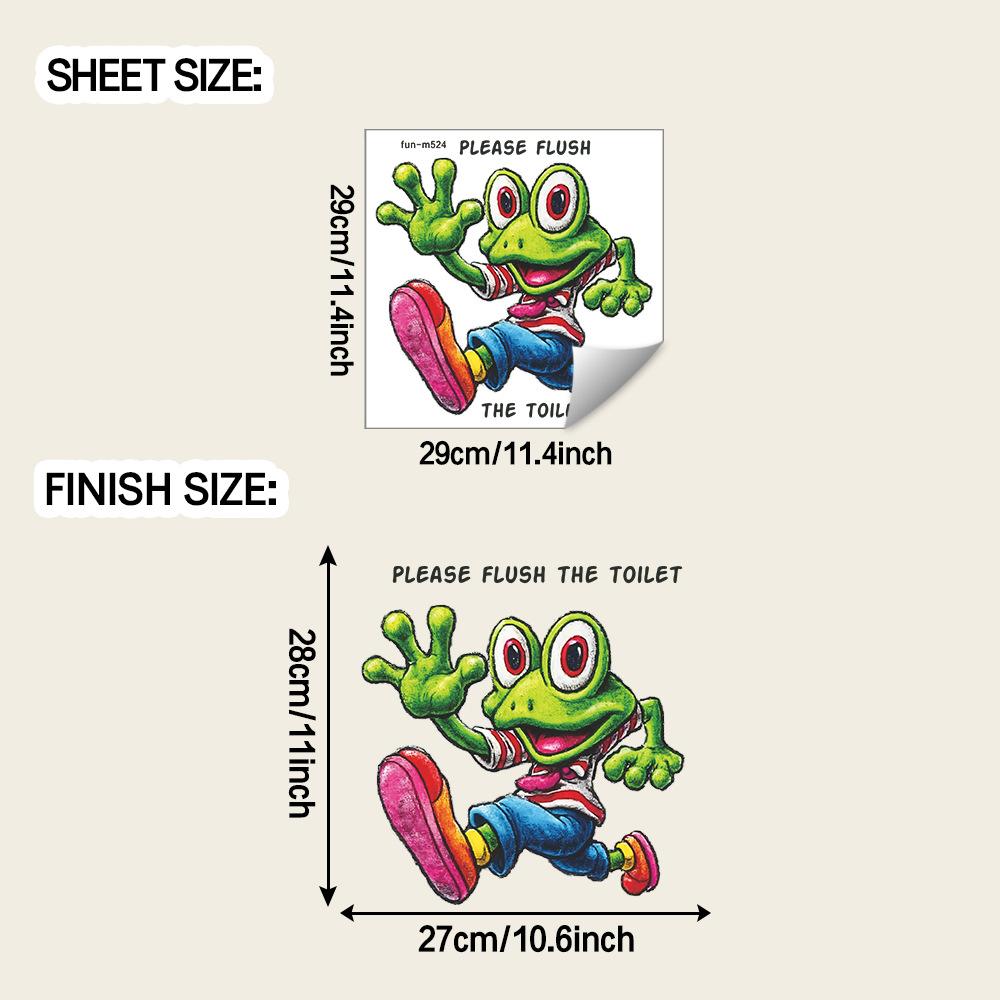 Ручная Роспись Забавная Бегущая Лягушка Наклейка на Крышку Унитаза Декор Ванной Комнаты Игривая Съемная Водонепроницаемая Наклейка