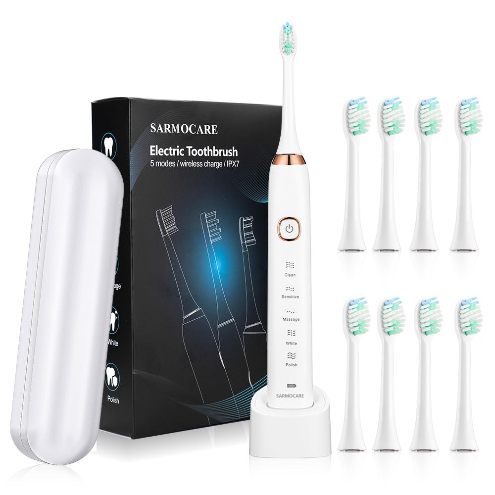 Sonic Electric Toothbrushes for Adults Smart TimerTeeth Whitening Toothbrush IPX7 Waterproof 6 Replaceable Heads Set