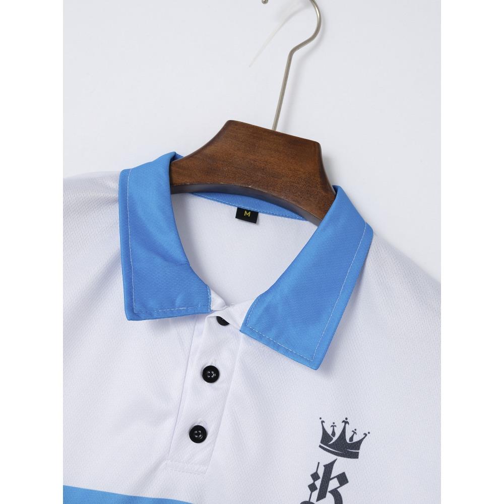 Printed Short Sleeved Shirt Men's Casual Lapel Polo Shirt