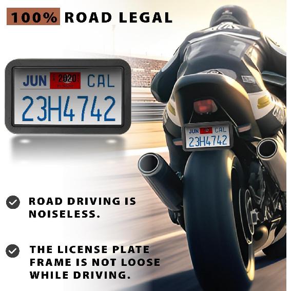 XCLPF Motorcycle Silicone License Plate Frames Motorbike License Plate Holder 4X7 Inch Motorcycle Backing Plate Rust Proof, Rattle Proof(Black)