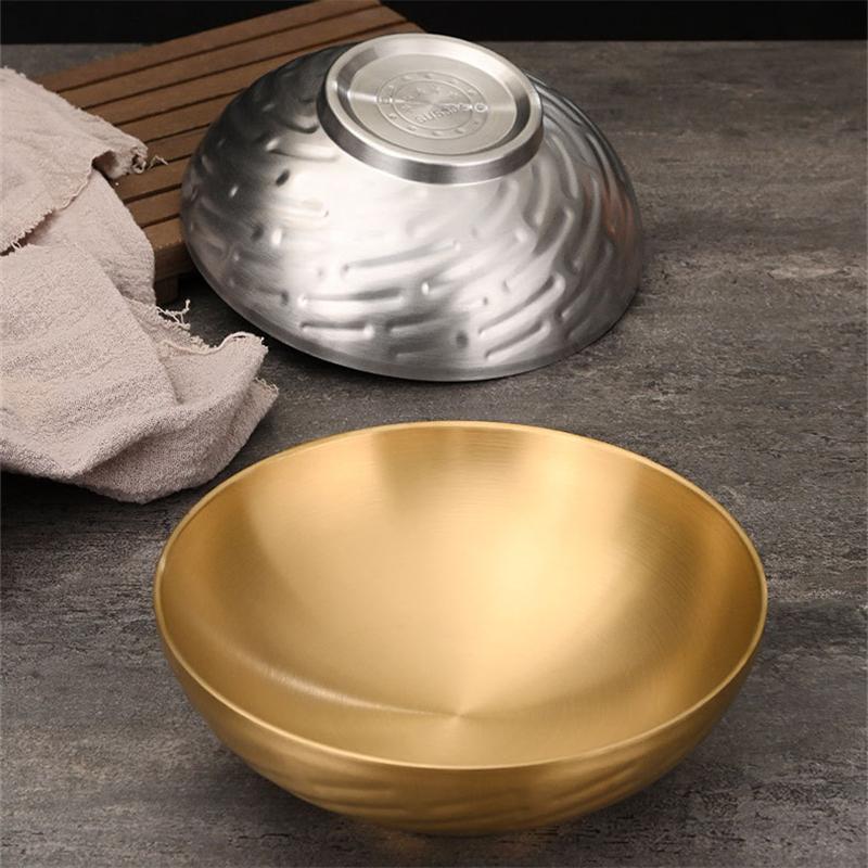 20/24 см корейская миска из нержавеющей стали для холодной лапши, двухслойная, большая, для салата рамен, утолщенная тарелка для фруктов, кухонная утварь