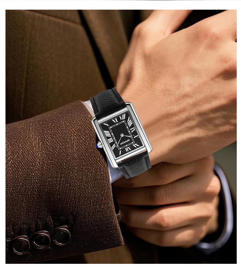 Женские кварцевые часы Sanda, маленький циферблат, римские цифры, модные водонепроницаемые прямоугольные, парный дизайн.