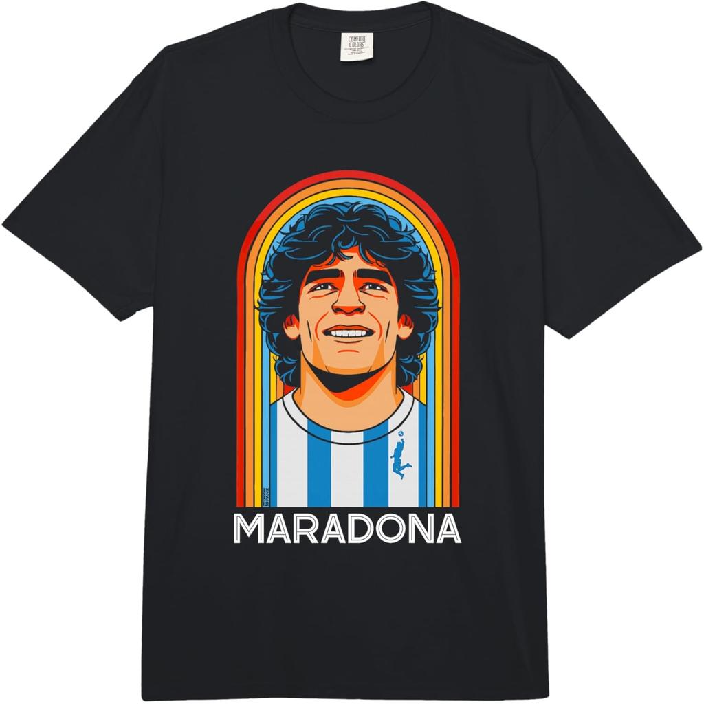 Diego Maradona Retro Eighties Rainbow La Mano de Dios Comfort Colors Adult Heavyweight T-Shirt