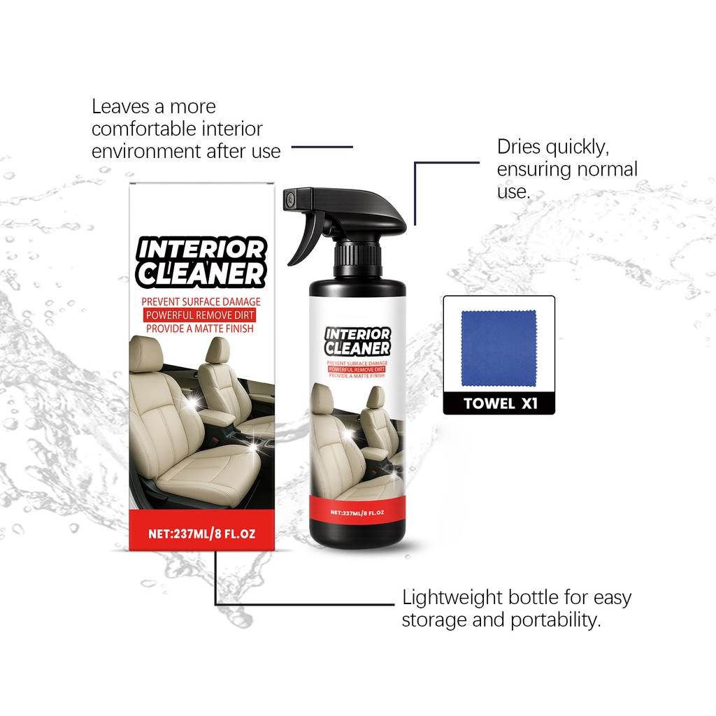 Car Interior Cleaner; Car Foam Cleaner; Car Dirt Cleaner; Fully Applicable To A Variety Of Interiors, Including Carpets And Seats(237ML)