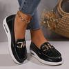 Women's Lazy Shoes, Comfortable Round Toe Design, Metal Buckle Decoration, Casual Walking Shoes