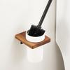 Black Toilet Brush Holder Set Wood Aluminum Wall Mounted Antique Lavatory Bathroom Durable Ceramic Cup WC Brush Rack Shelf Kit