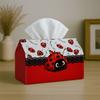 1pc Cute Cartoon Pattern Tissue Box, Ladybug Insect Red Black Creative Home Living Room Storage, -Friendly Minimalist Color Tissue Box, Napkin Dispens