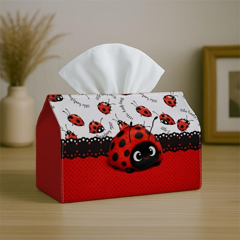 1pc Cute Cartoon Pattern Tissue Box, Ladybug Insect Red Black Creative Home Living Room Storage, -Friendly Minimalist Color Tissue Box, Napkin Dispens