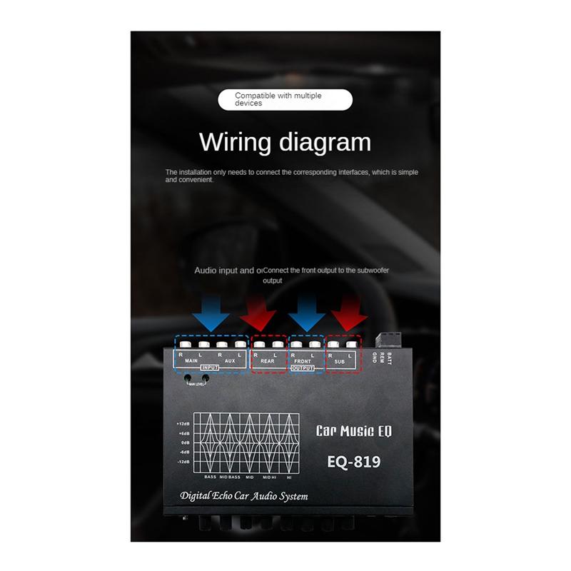 EQ-819 Multifunctional Car Equalizer Multifunctional Car Audio EQ Tuning Crossover Amplifier Parametric Equalizer-A87Q