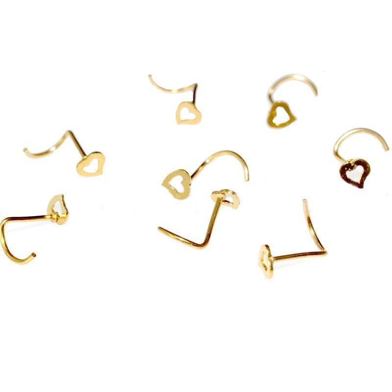 1pcs Sterling Heart Nose Studs SHAPES Pins Rings Womens Jewellery