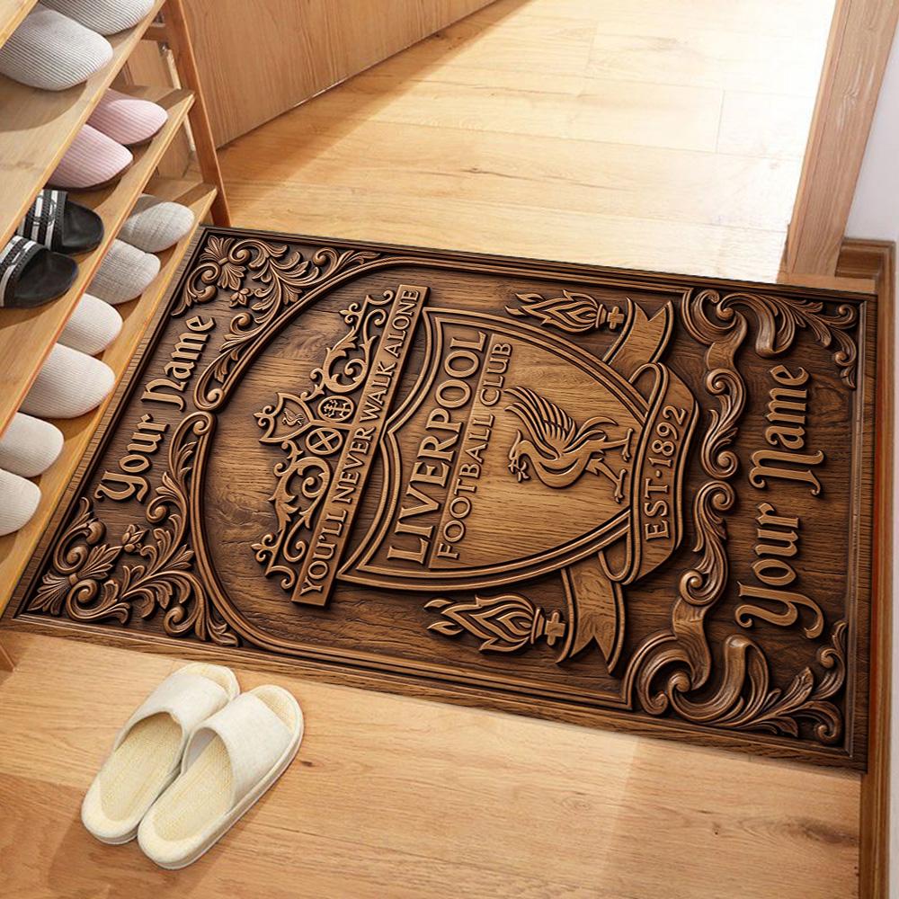 Liverpool Fc Customize Text Carpet Design For Dormitory Outdoor Hallway Kitchen Antislip Carpet Decorate Offices Perfect Gift For Womenmen