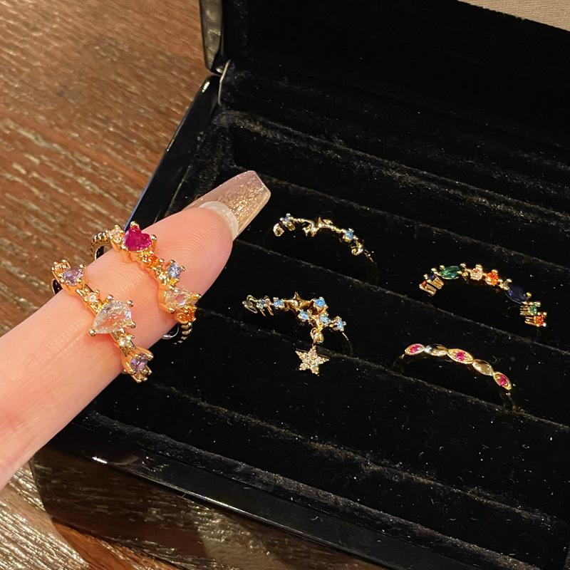 Нишевый Дизайн Цвет Сокровище Цвет Цир*****Ручка Кольцо Высокий Смысл Простая Мода Средневековые Украшения Женщины