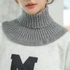 Women's Wool Ribbed Knitted Detachable Turtleneck Scarf with Fake Collar for Warmth and Style