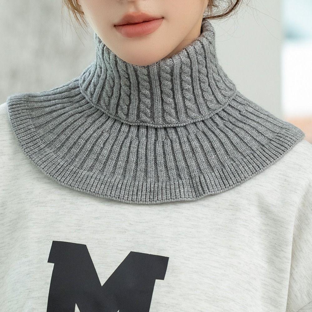 Solid Color Wraps Knitted Bib Warm Scarf Wool Scarf Simple Turtleneck Fake Collar  Autumn Winter
