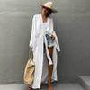Beach Cover Ups Women Kimono Summer Self Belted Wrap Dresses Solid Swimsuit Cape Holiday Bathing Suits