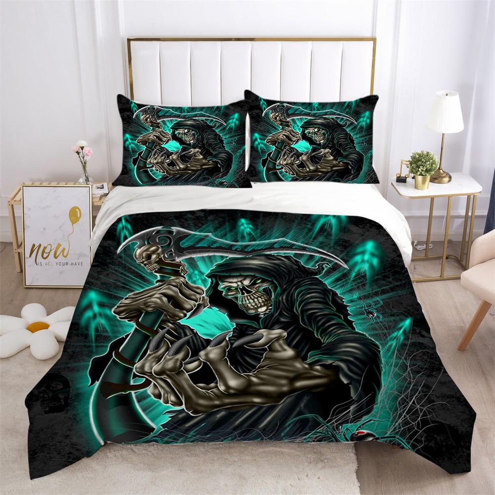 3D Skull Printing Bed Cover King Size Polyester Bed Clothes Design Soft High Ranking Home Bedclothes