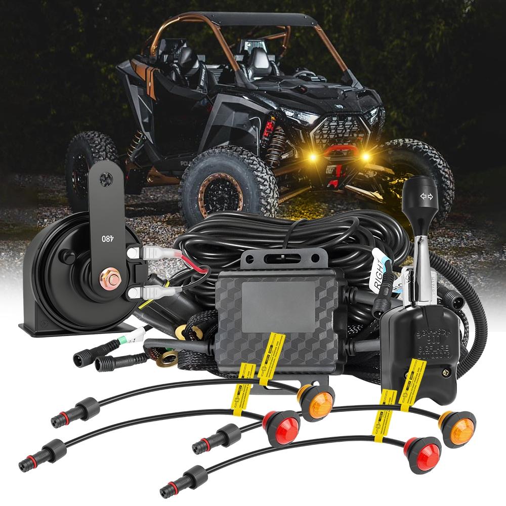for CFMoto UForce U10 Pro/ Uforce U10 Pro XL UTV Turn Signal Kit 110dB Horn Pre-Wired Plug and Play UTV ATV Blinker Lever Switch