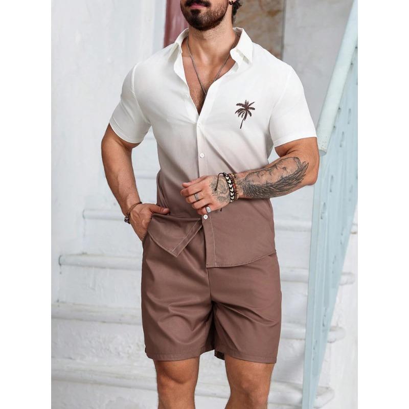 Men's Hawaiian Short-sleeved Shirt And Beach Shorts Set Beach Resort Men's Casual Shirt Summer Everyday Men's Sports Shorts