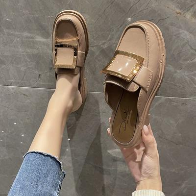 Модные белые туфли для женщин 2024 года, летние уличные мюли, рабочие сандалии, женские тапочки, шлепанцы, низкий каблук, удобная одежда, топ, дизайн, обычный