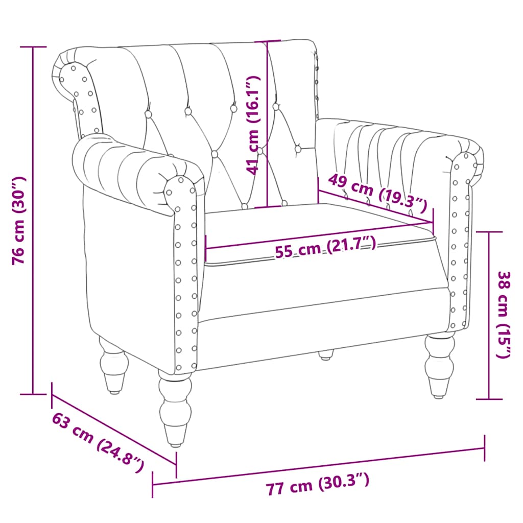 Armchair in Brown Genuine Goat Leather