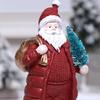 Christmas Santa Claus Figurine Miniature Resin Santa Ornament with Gift Bag for Holiday Indoor Home Tabletop Decor