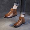 Genuine Leather Flat Chelsea Short Boots Soft Soled Cowhide Retro Women's Slip-on Shoes