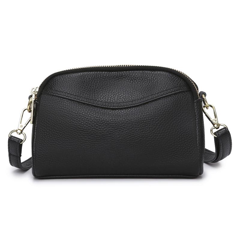 Сумка через плечо из натуральной кожи для женщин, двойная молния, маленькие сумки, простая сумка