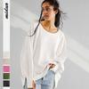 Толстовка с круглым вырезом, женская спортивная нижняя рубашка, футболка, вязаный топ с длинными рукавами